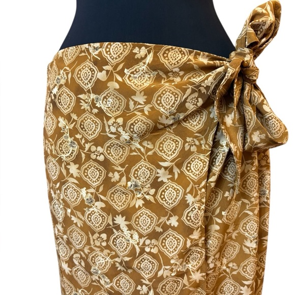 Vintage Janique Gold Patterned Wrap Skirt - Picture 6 of 12
